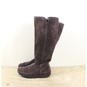 Fitflop Boots 6 Brown Suede Superboot Pull On Wedge Tall Knee High Shoes
